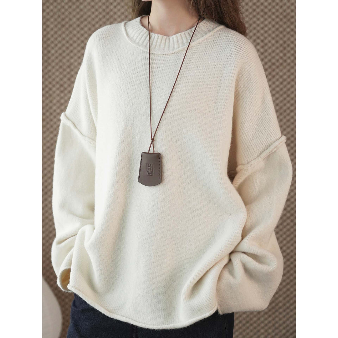 Damen Oversize-Feinstrickpullover mit kurzem Stehkragen und überschnittener Schulter Nord Taschen
