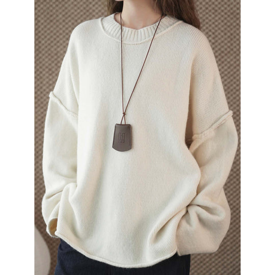 Damen Oversize-Feinstrickpullover mit kurzem Stehkragen und überschnittener Schulter Nord Taschen