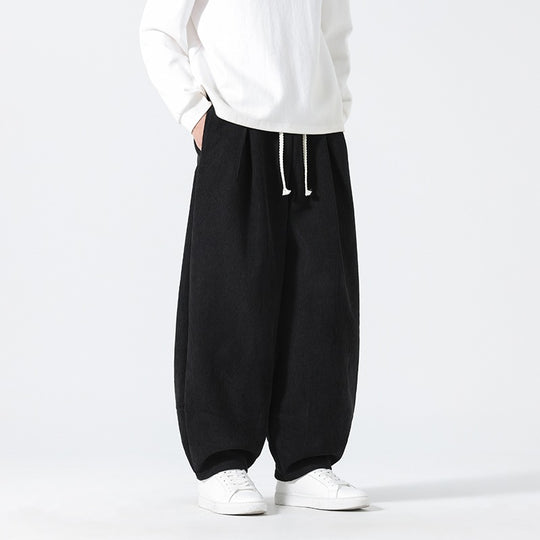 Herren Ballon‑Cordhose mit hoher Leibhöhe, Kordelzug und Faltenlegung Nord Taschen
