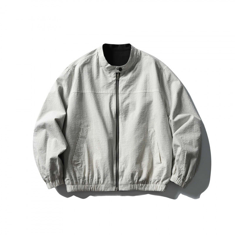 Unisex Leichte Oversize-Bomberjacke aus Strukturstoff mit Stehkragen und elastischem Saum Nord Taschen