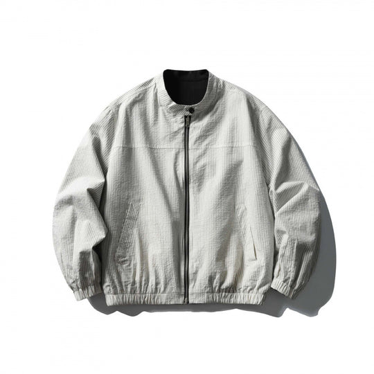 Unisex Leichte Oversize-Bomberjacke aus Strukturstoff mit Stehkragen und elastischem Saum Nord Taschen