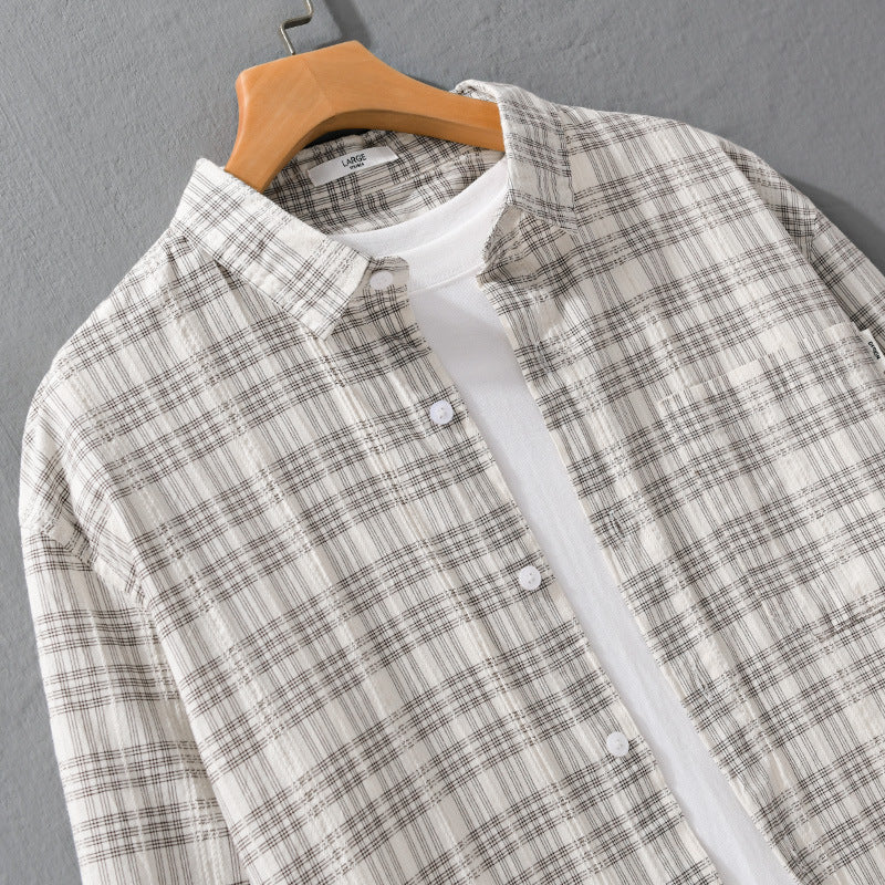 Herren Karierter Baumwoll-Overshirt im Relaxed-Fit mit Brusttasche und Soft‑Touch Nord Taschen