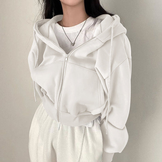 Damen Cropped Hoodie mit Reißverschluss und lässigem Stil - Arvani