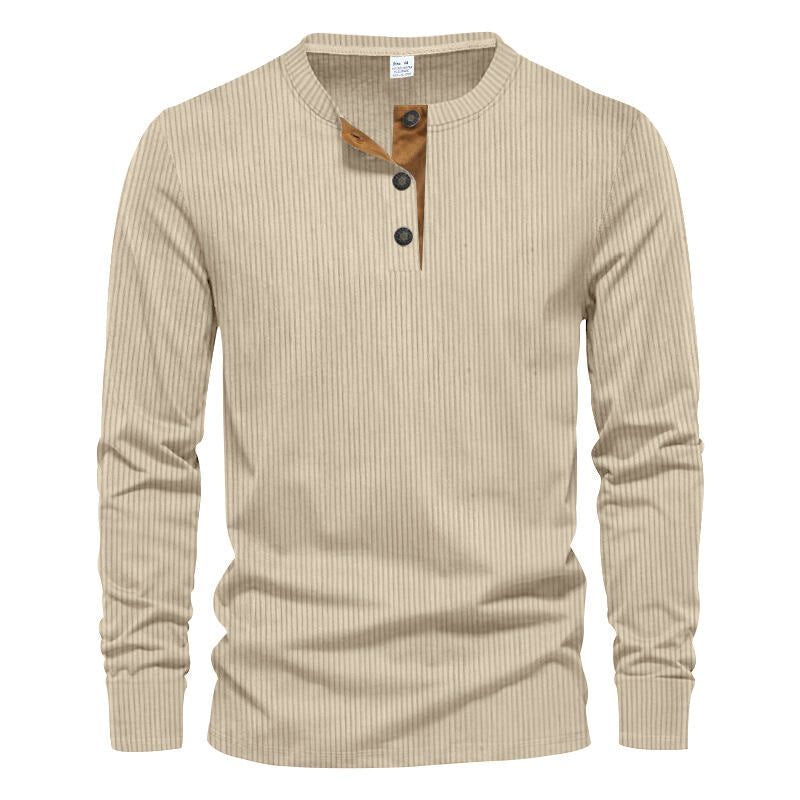 Herren Langarm-Henley-Shirt mit strukturiertem Design