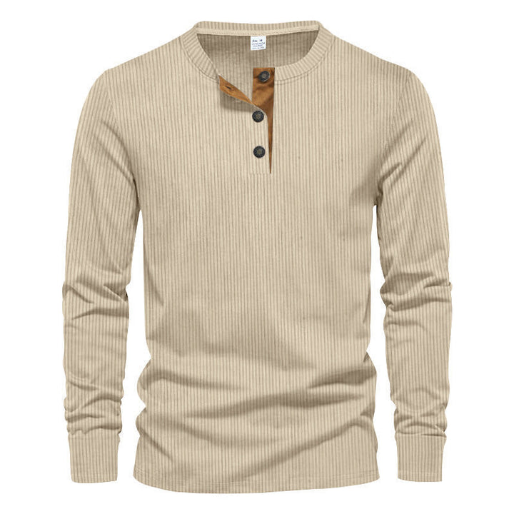 Herren Langarm-Henley-Shirt mit strukturiertem Design