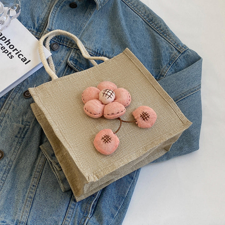 Damen Jute Tragetasche mit floralem Dekor Nord Taschen