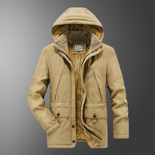 Herren gefütterter Kapuzenparka mit Thermo-Teddyfutter, winddichter Baumwollmix-Außenschale und Mehrfachtaschen Nord Taschen