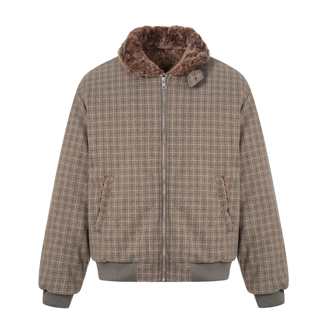 Herren Kurzer Boxy-Blouson im Wollmix mit Teddykragen und Karosteppung Nord Taschen