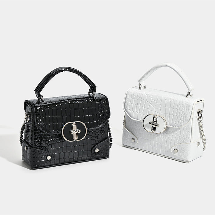 Damen Umhängetasche mit edlem Kroko-Look und luxuriösem Kettenverschluss Nord Taschen