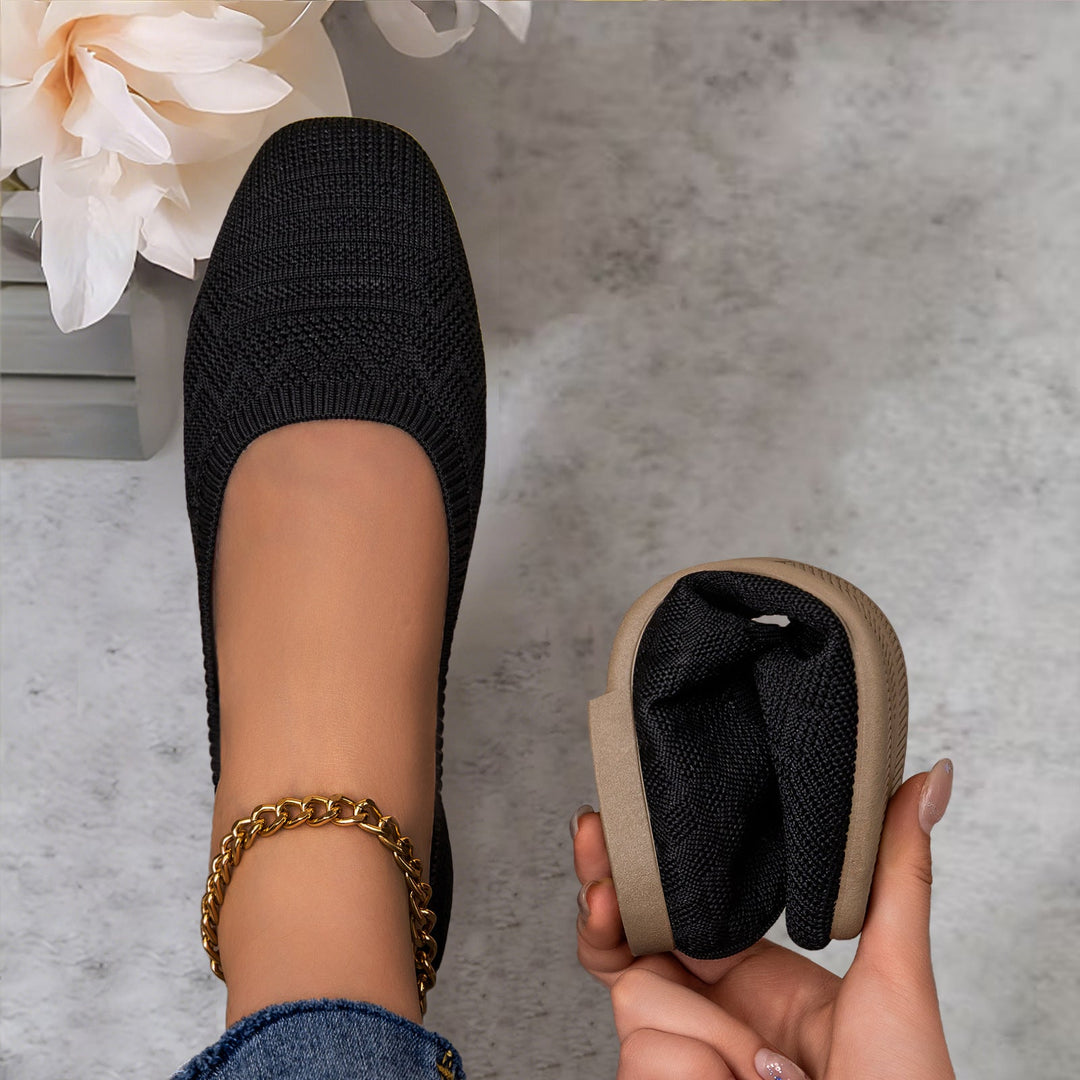 Damen Bequeme Ballerinas aus elastischem Strickmaterial mit flexibler Sohle