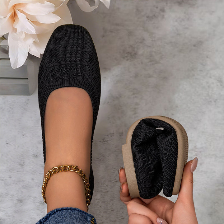 Damen Bequeme Ballerinas aus elastischem Strickmaterial mit flexibler Sohle