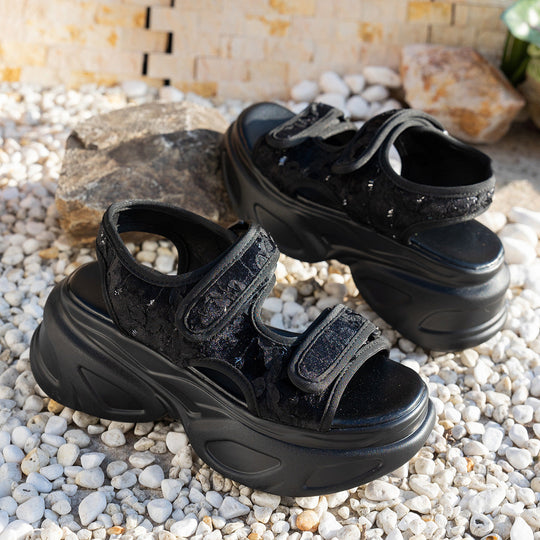Damen Plateau-Sandalen mit verziertem Riemen und komfortabler Sohle Nord Taschen