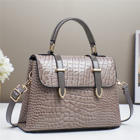 Damen Handtasche mit elegantem Krokodil-Leder-Muster und verstellbarem Schulterriemen Nord Taschen
