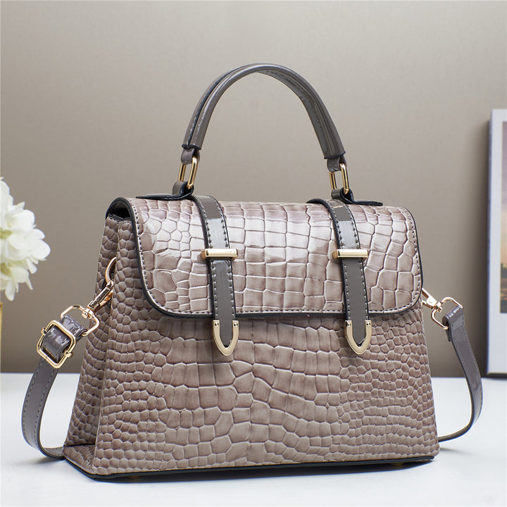 Damen Handtasche mit elegantem Krokodil-Leder-Muster und verstellbarem Schulterriemen Nord Taschen
