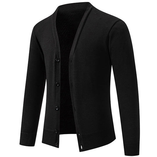 Herren Feinstrick-Cardigan mit V-Ausschnitt, schmaler Silhouette und Rippabschlüssen Nord Taschen