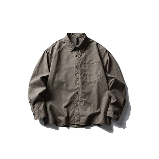 Herren Oversize-Hemdjacke aus robustem Baumwoll-Twill mit aufgesetzter Brusttasche und geradem Saum Nord Taschen