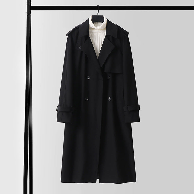Herren Klassischer Doppelreihiger Trenchcoat aus leichtem Wollmix mit Schalkragen und Epauletten Nord Taschen