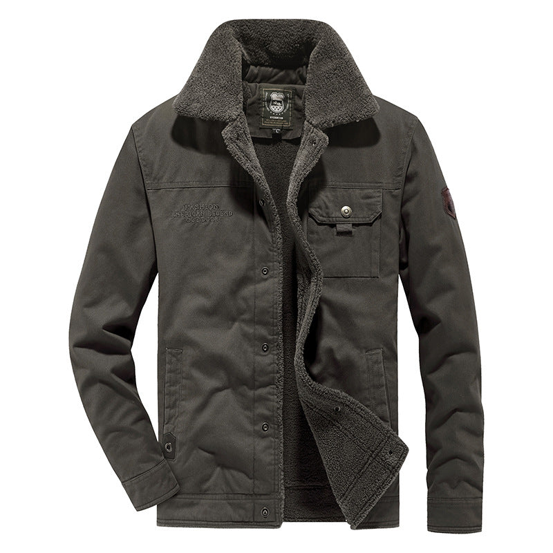 Herren Baumwoll-Canvas Feldjacke mit Teddyfutter und Utility-Taschen Nord Taschen