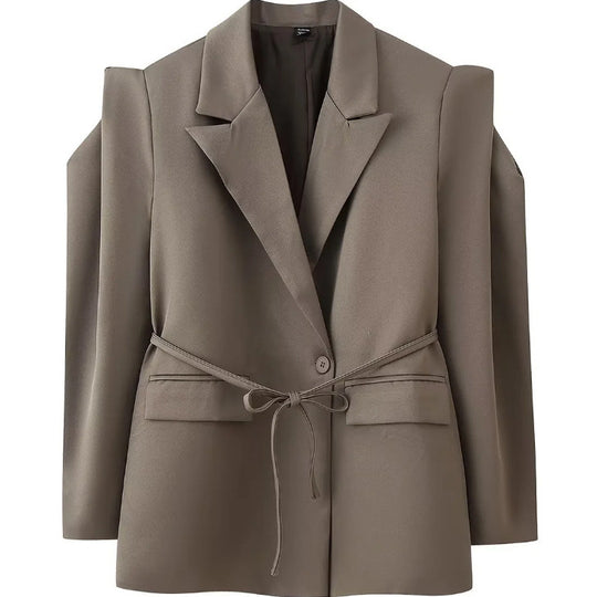 Damen 1100+ taillierter Blazer mit Tunnelzug, schmaler Kordel und Pattentaschen Nord Taschen
