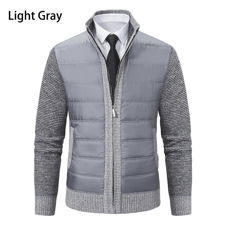 Herren gesteppte Hybrid-Strickjacke mit Stehkragen Reißverschluss und Eingrifftaschen Nord Taschen