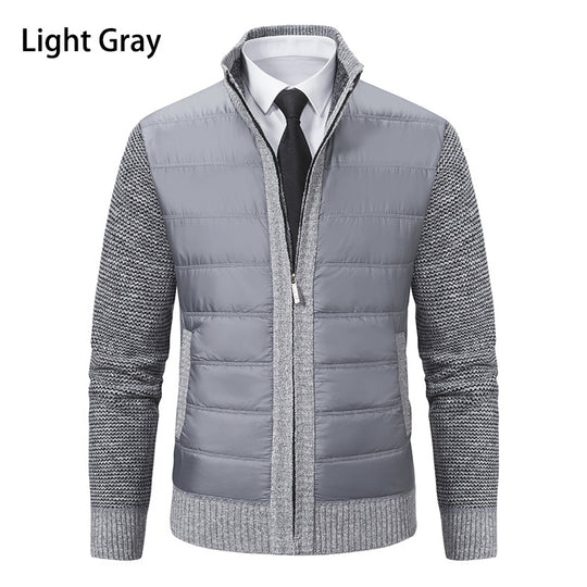Herren gesteppte Hybrid-Strickjacke mit Stehkragen Reißverschluss und Eingrifftaschen Nord Taschen