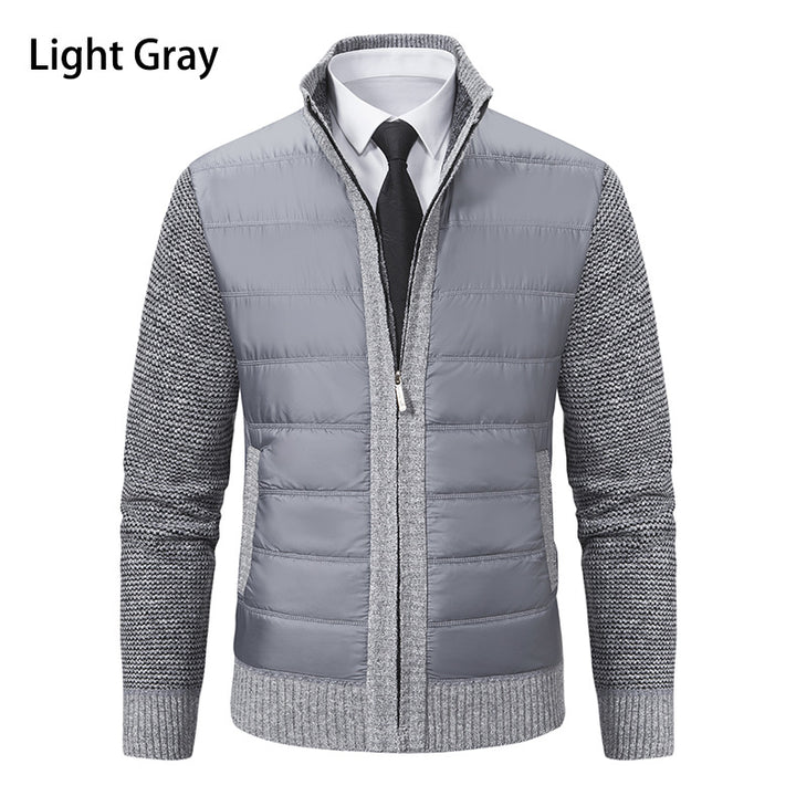 Herren gesteppte Hybrid-Strickjacke mit Stehkragen Reißverschluss und Eingrifftaschen Nord Taschen