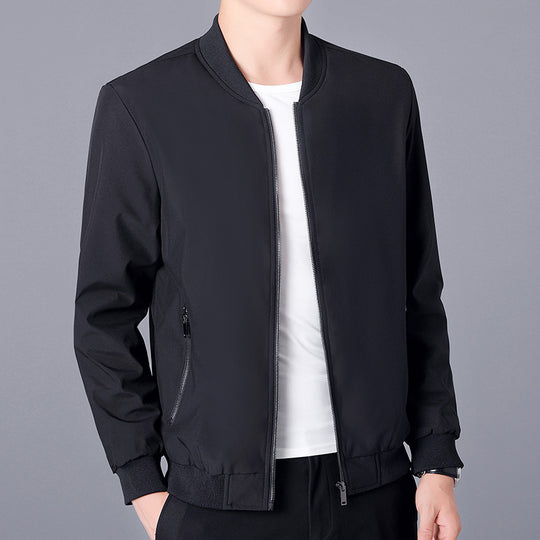 Herren Leichte Casual-Bomberjacke aus Microfaser mit Zwei-Wege-Reißverschluss und Rippbündchen Nord Taschen