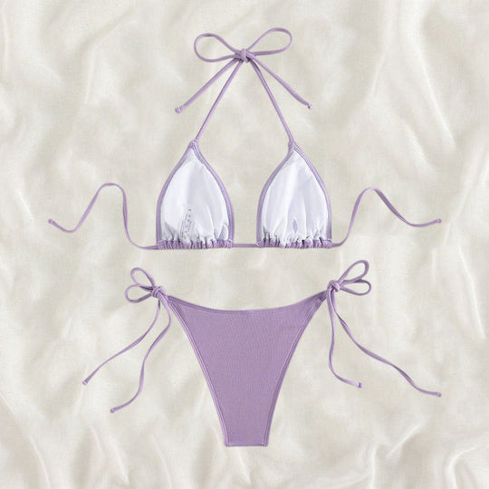 Damen Triangel-Bikini mit verstellbaren Trägern und SeitenbindNord Taschenändern