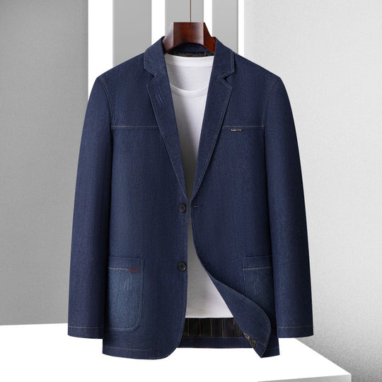 Herren Smart-Casual Denimblazer mit aufgesetzten Taschen und Kontrastnähten Nord Taschen