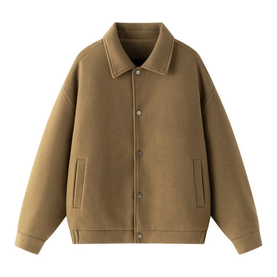 Herren Oversize-Collegejacke aus Wollmix mit Druckknopfleiste und verdeckten Eingrifftaschen Nord Taschen