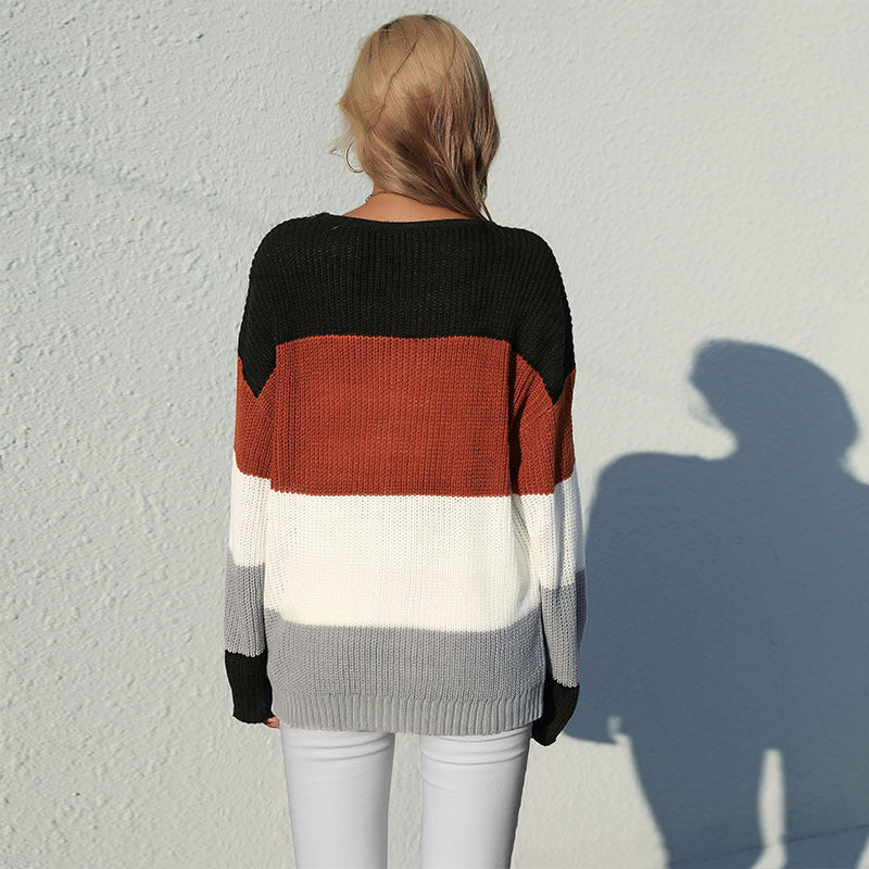Damen Lässiger Strickpullover im modernen Blockstreifen-Look Nord Taschen