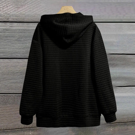 Damen nan oversized Kapuzenjacke mit Reißverschluss, handgeschriNord Taschenener Typo-Applikation und Kontrast-Eingrifftaschen