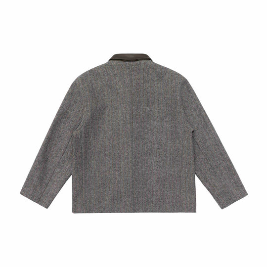 Herren Glencheck-Blousonjacke mit Lederkragen und großen Pattentaschen Nord Taschen