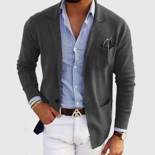 Herren lässiger Strickblazer mit praktischen Taschen und bequemer Passform