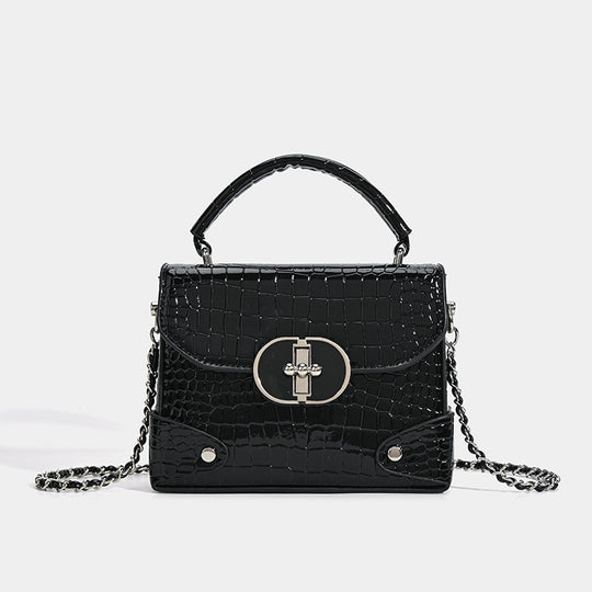 Damen Umhängetasche mit edlem Kroko-Look und luxuriösem Kettenverschluss Nord Taschen