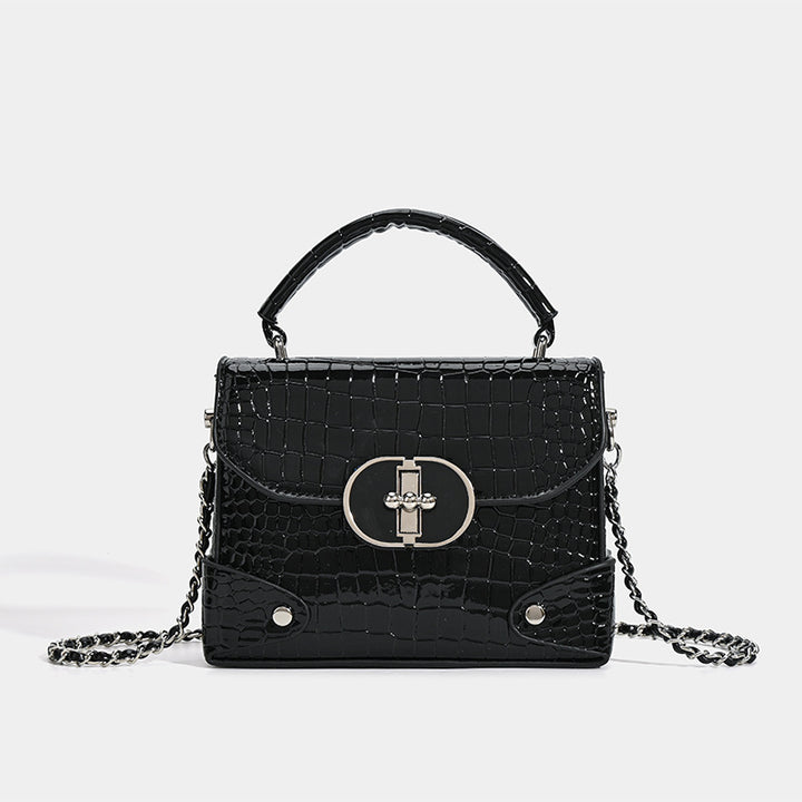 Damen Umhängetasche mit edlem Kroko-Look und luxuriösem Kettenverschluss Nord Taschen