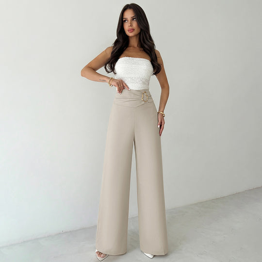 Damen Elegante High-Waist Palazzo-Hose Nord Taschen