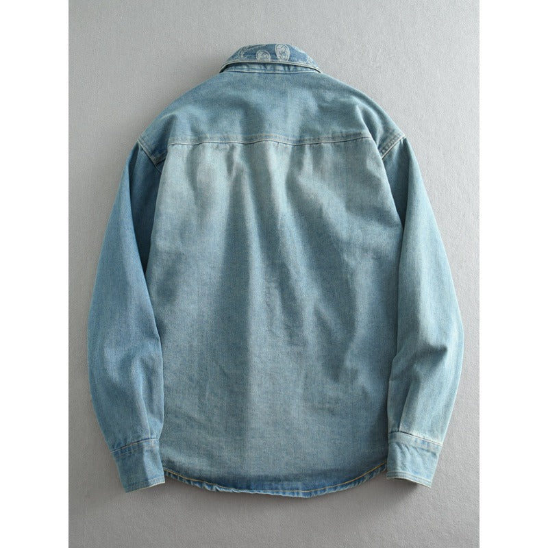Unisex Overshirt aus gewaschenem Denim mit Relaxed‑Schnitt und Pattentaschen Nord Taschen