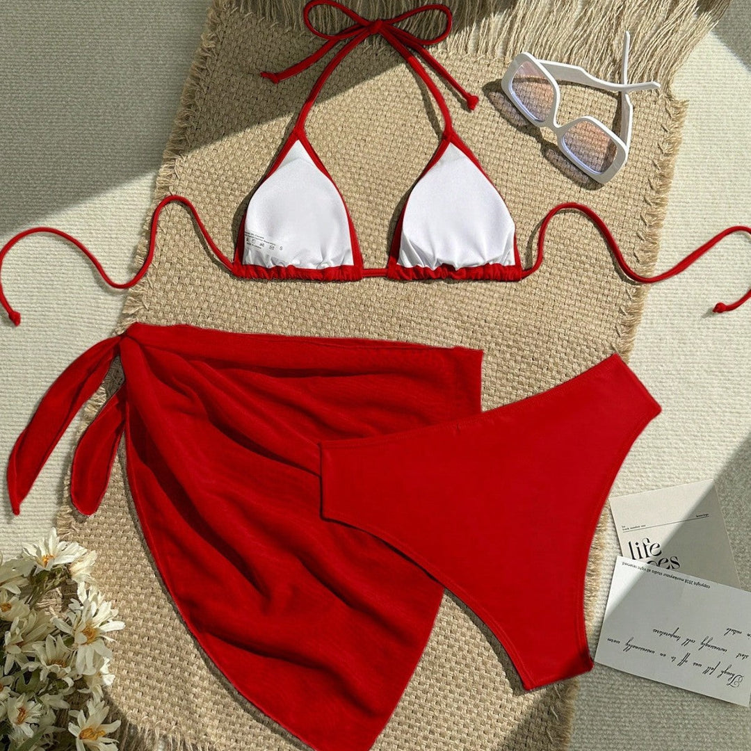 Damen Triangel-Bikini mit Wickeltuch und verstellbaren Trägern