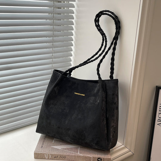 Damen Tragetasche aus luxuriösem Kunstleder mit geflochtenen Griffen Nord Taschen