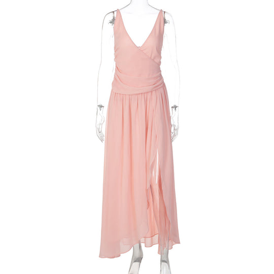 Damen Elegantes Maxi-Kleid mit Wickeloptik und seitlichem Schlitz