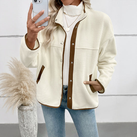Damen Kuschelige Damenjacke mit kontrastierenden Details Nord Taschen