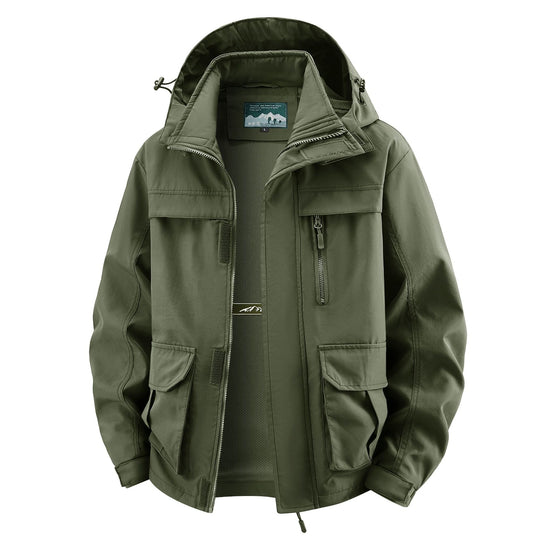 Herren Field‑Utility‑Outdoorjacke mit Kapuze, Multifach‑Taschen und Mesh‑Innenfutter Nord Taschen