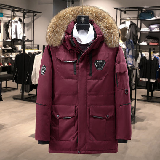Herren technisch isolierter Winterparka mit abnehmbarer Kunstfellkapuze und multifunktionalen Taschen Nord Taschen
