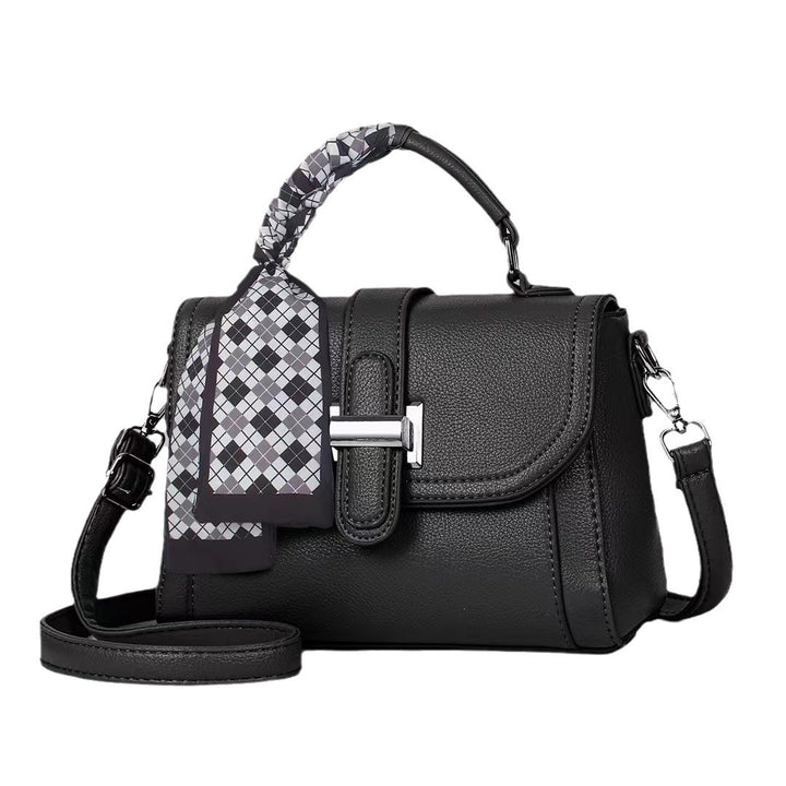 Damen modische Handtasche mit geflochtenem Griff und abnehmbarem Schal Nord Taschen