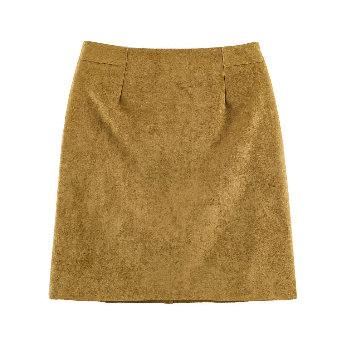 Damen Bleistiftrock aus Velourslederoptik mit hoher Taille Nord Taschen