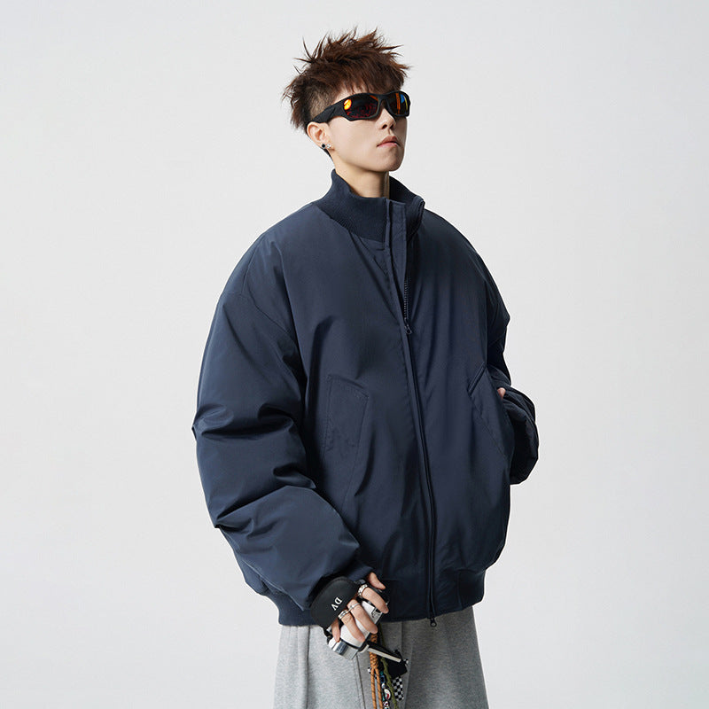 Herren Oversized Bomberjacke mit wattierter Füllung und geripptem Saum Nord Taschen