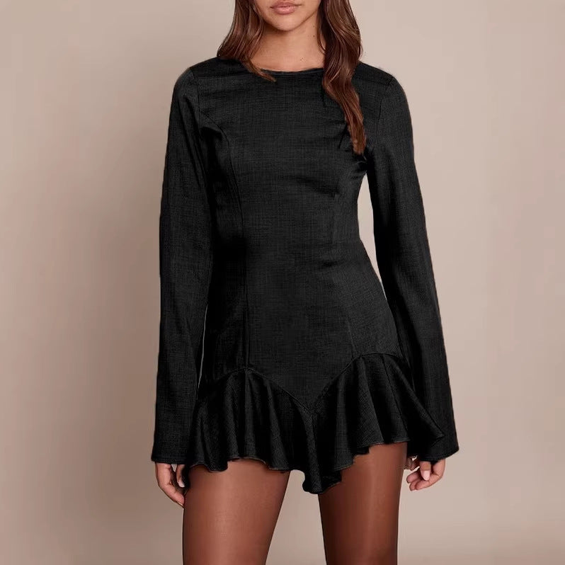 Damen Elegantes Wickelkleid mit Rüschensaum Nord Taschen