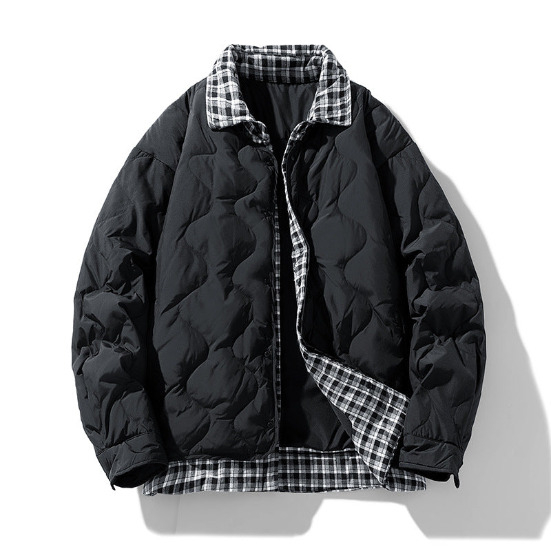 Herren Gesteppte Wende-Steppjacke mit kariertem Futter Nord Taschen