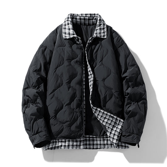 Herren Gesteppte Wende-Steppjacke mit kariertem Futter Nord Taschen